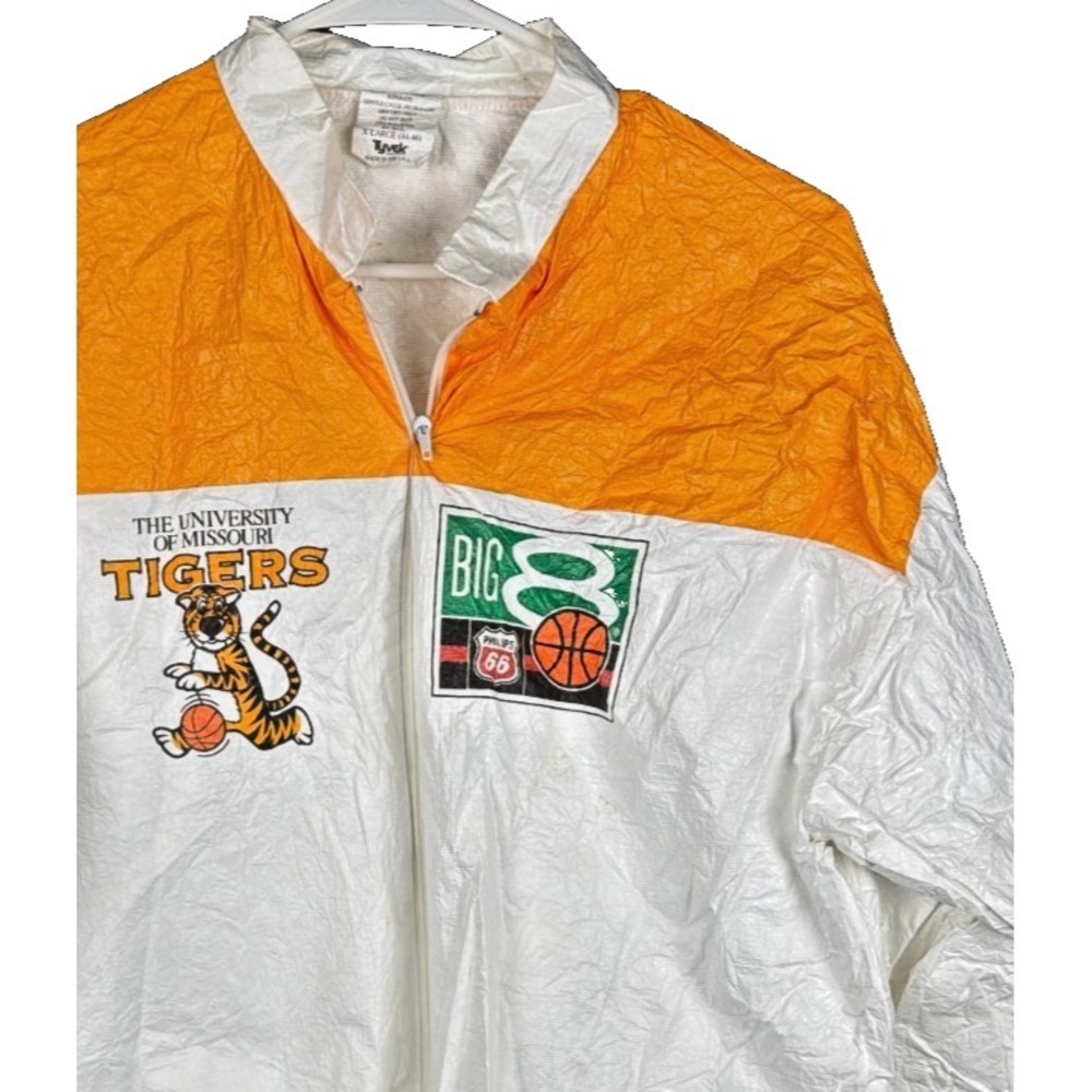 Vintage Tyvek University of Missouri Tigers Big 8 Basketball Jacket XL USA